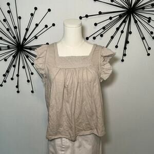 Lucky Brand cream peasant blouse size small